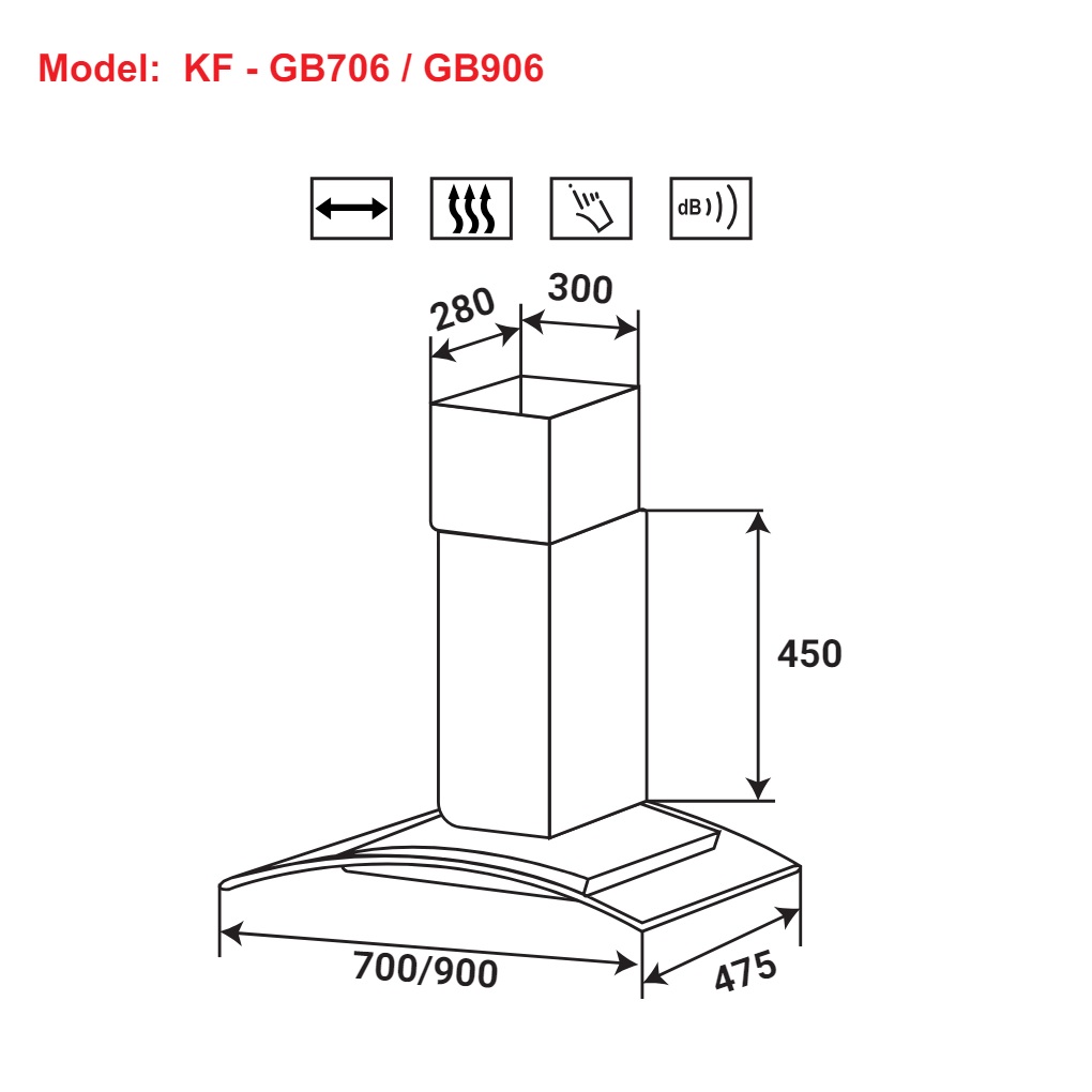 Máy hút mùi kính cong KAFF KF-GB706 / KF-GB906