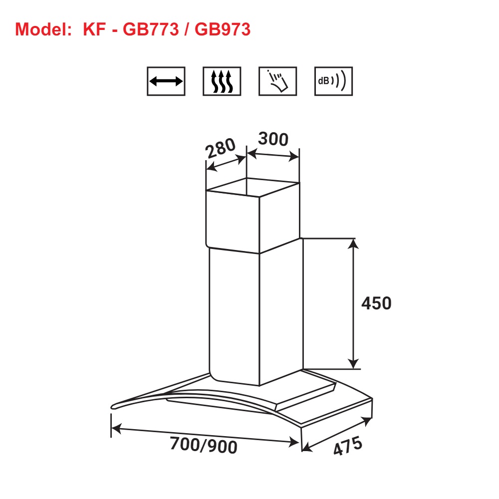 Máy hút mùi kính cong KAFF KF-GB773 / KF-GB973