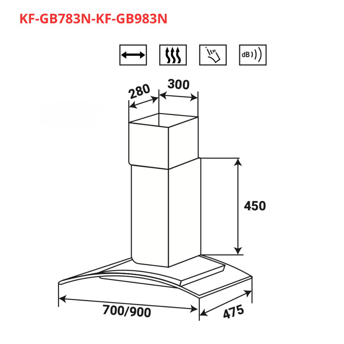 Máy hút mùi kính cong KAFF KF-GB783N / KF-GB983N