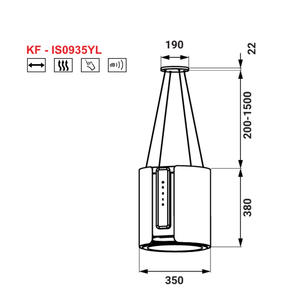 Máy hút mùi treo dây độc lập KAFF KF-IS0935YL