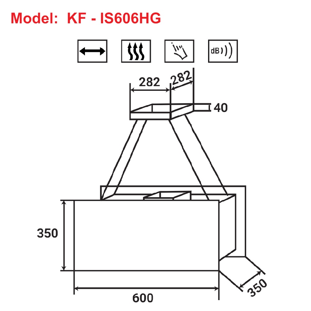 Máy hút mùi đảo treo dây độc lập KAFF KF-IS606HG
