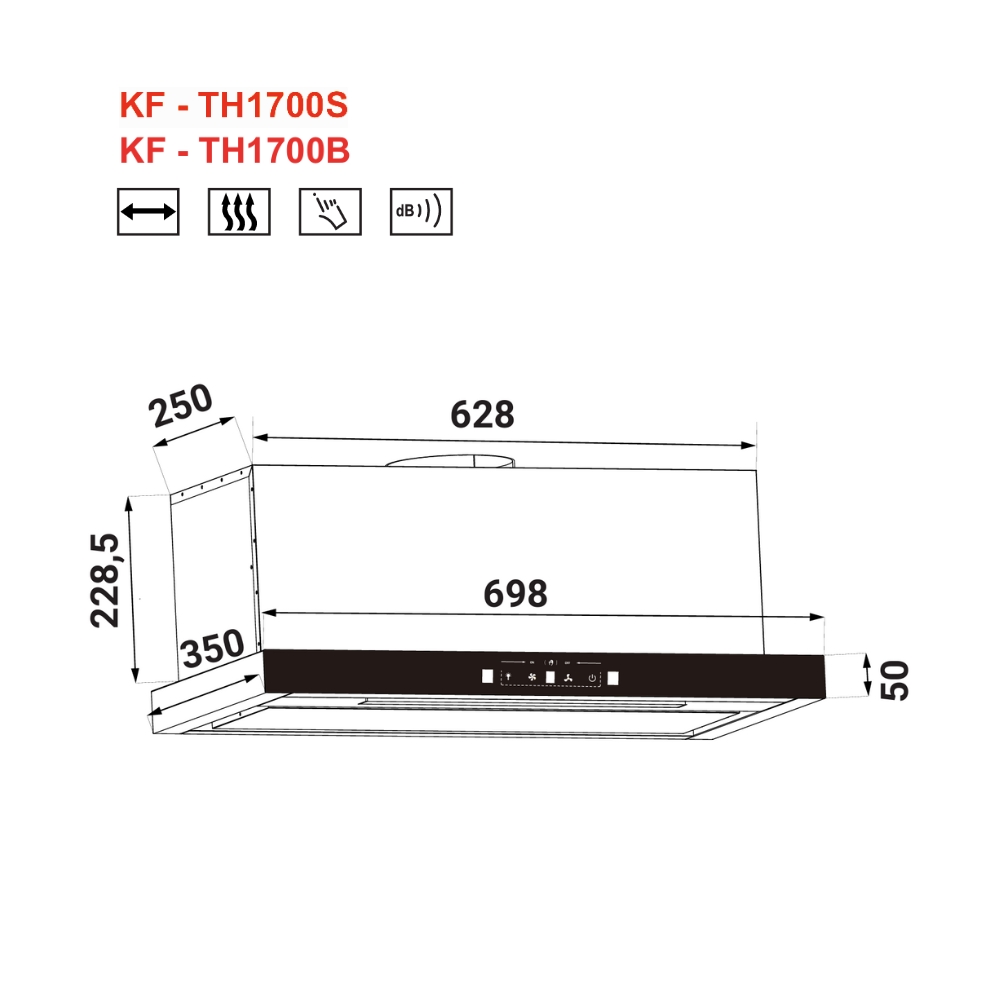 Máy hút mùi âm tủ vẫy tay KAFF KF-TH1700S / KF-TH1700B