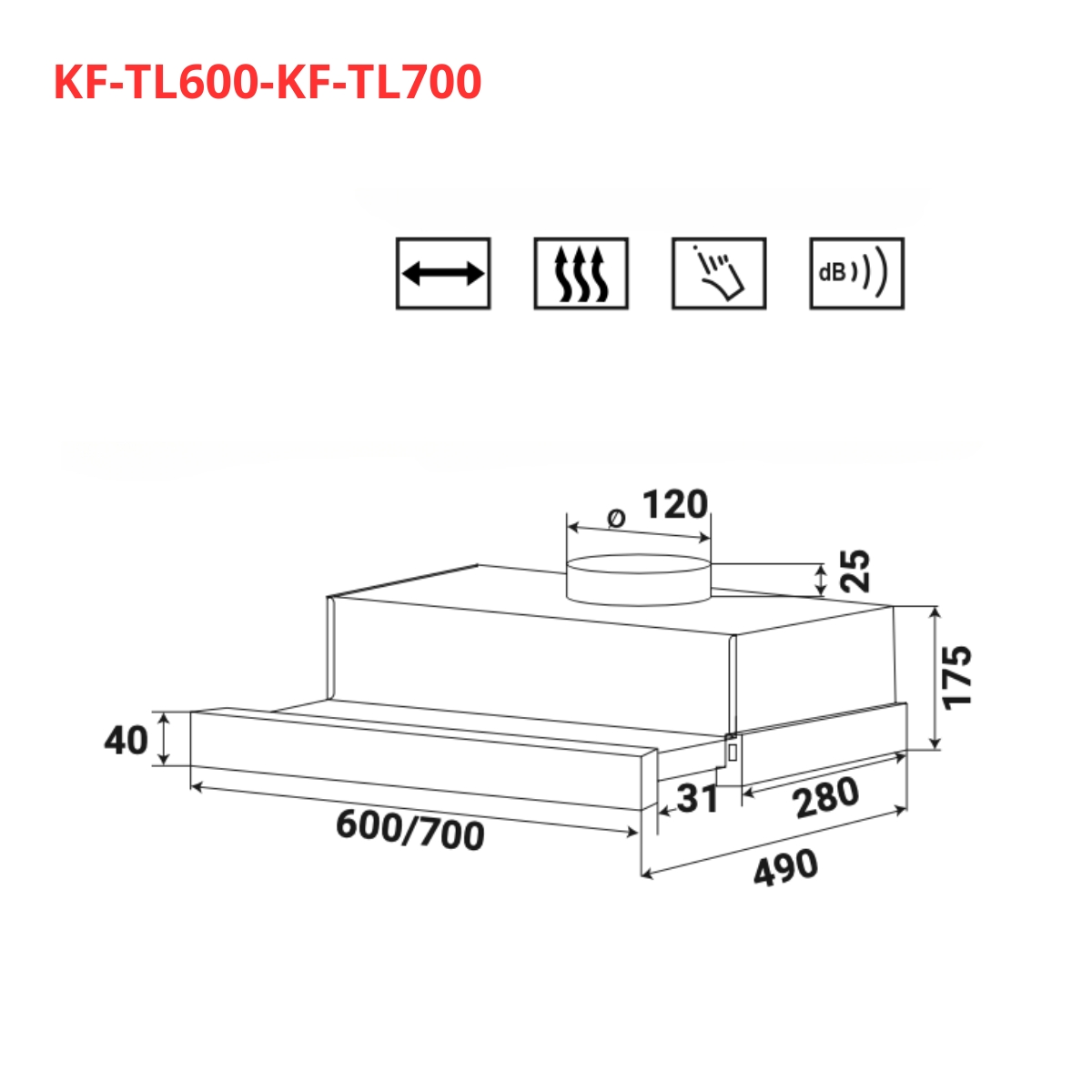 Máy hút mùi âm tủ KAFF KF-TL600 / KF-TL700