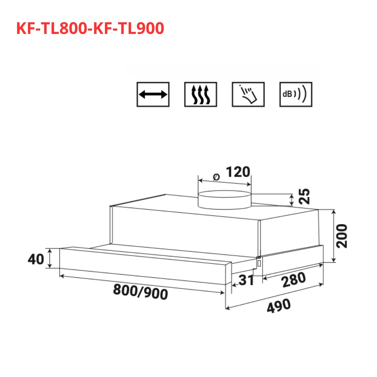 Máy hút mùi âm tủ KAFF KF-TL800 / KF-TL900