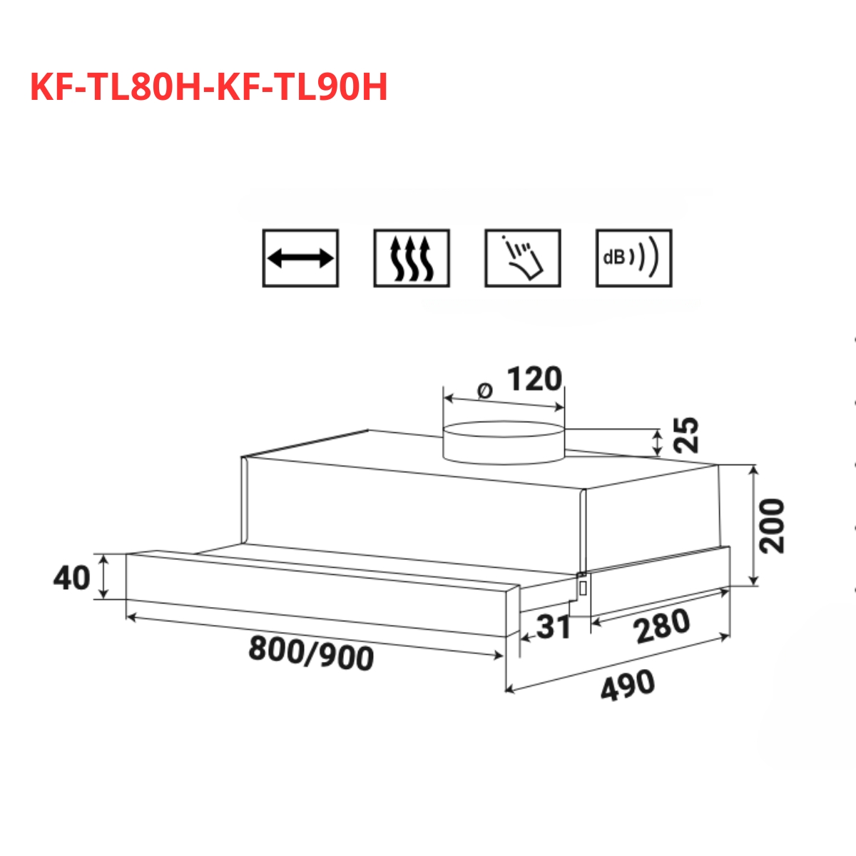 Máy hút mùi âm tủ KAFF KF-TL80H / KF-TL90H