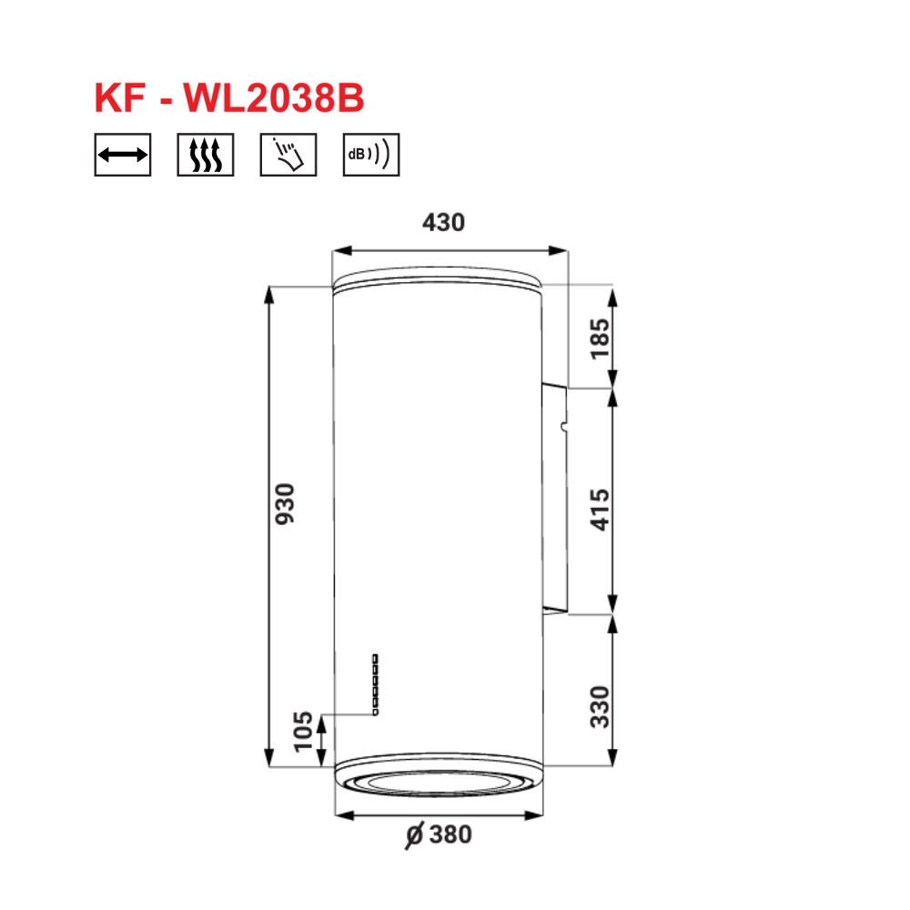 Máy hút mùi hình trụ tròn áp tường KAFF KF-WL2038B
