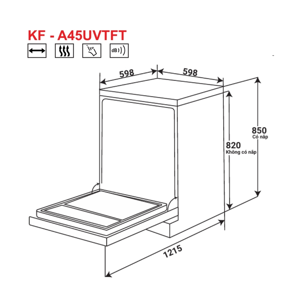 Máy rửa chén bán âm KAFF KF-A45UVTFT