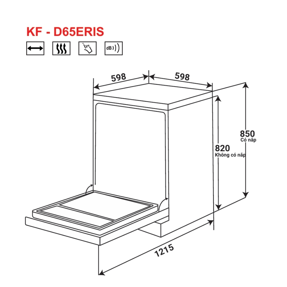 Máy rửa chén bán âm, độc lập KAFF KF-D65ERIS