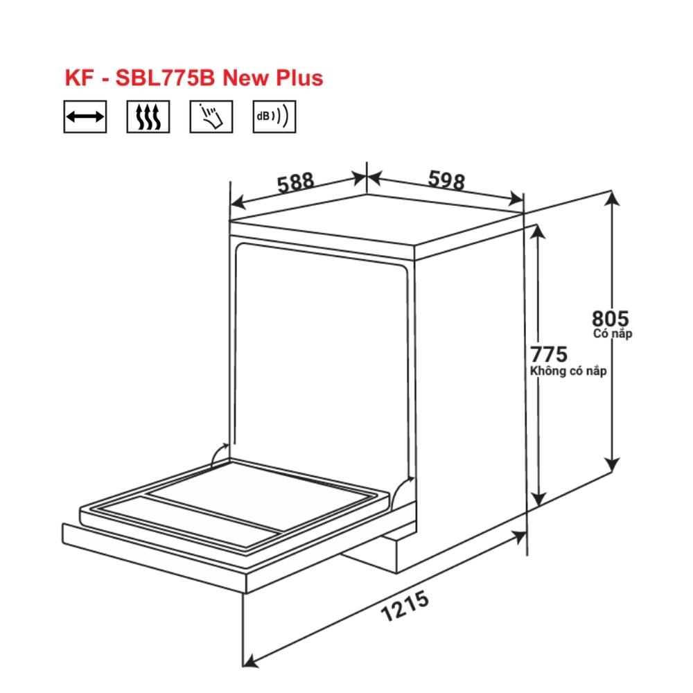Máy rửa chén độc lập KAFF KF-SBL775BNewPlus