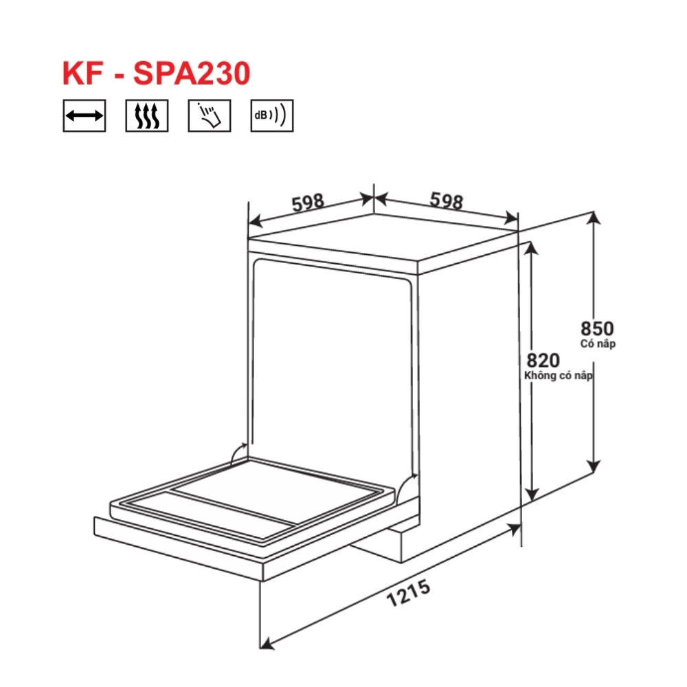 Máy rửa chén bán âm, độc lập KAFF KF-SPA230