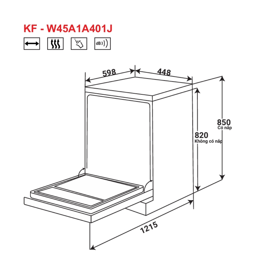 Máy rửa chén bán âm, độc lập KAFF KF-W45A1A401J