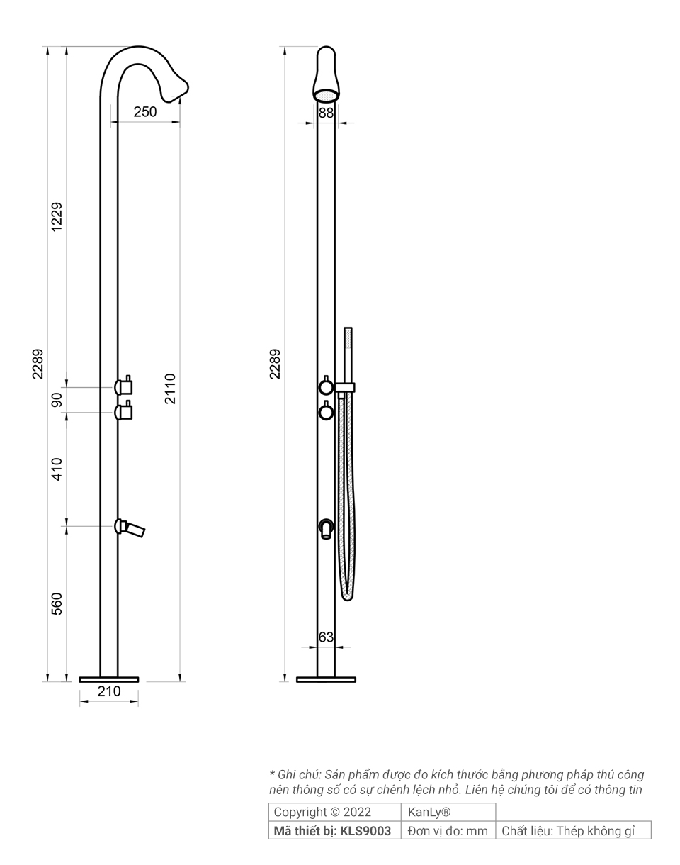 Sen cây tắm đứng đặt sàn ngoài trời Kanly KLS9003