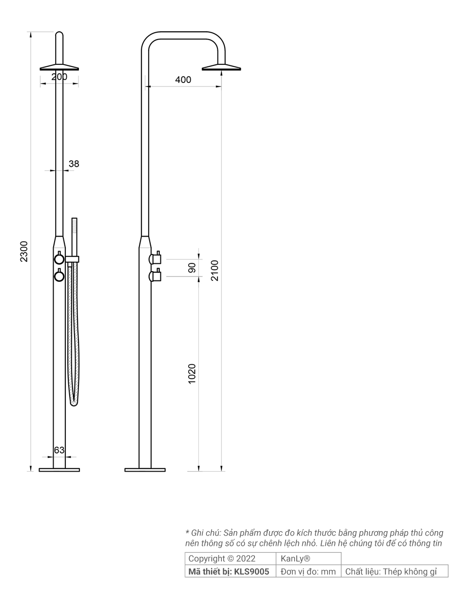 Sen cây tắm đứng đặt sàn ngoài trời Kanly KLS9005