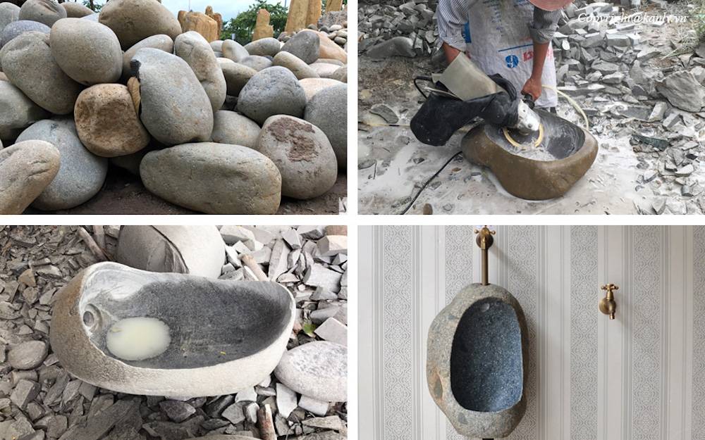 Bồn tiểu nam bằng đá cuội Kanly BONTIEU-DACUOI