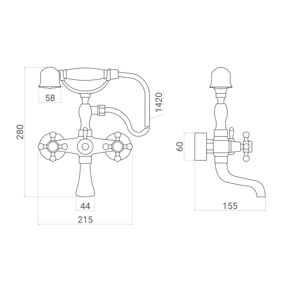 Sen tắm treo tường nóng lạnh bằng đồng Kanly GCS01