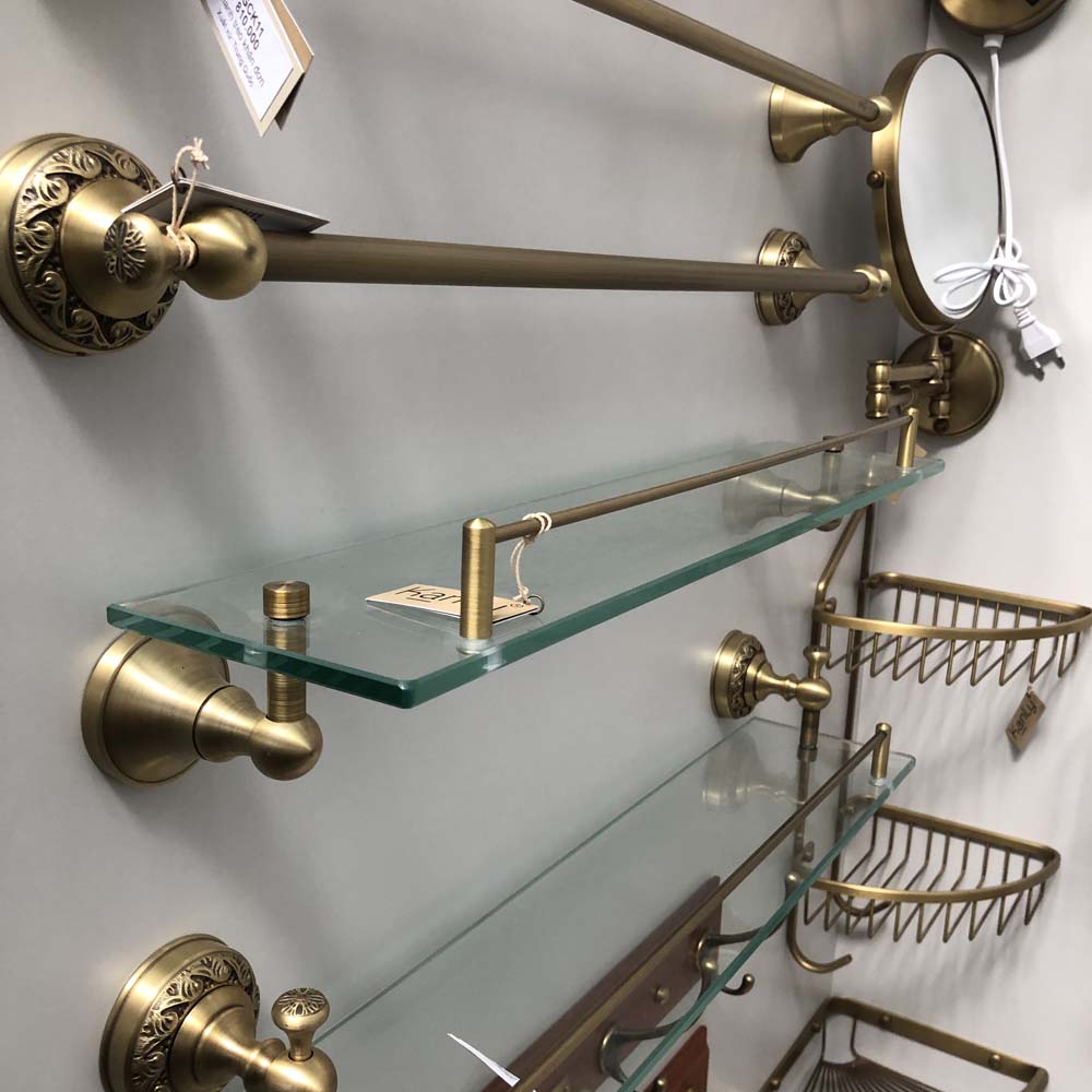 Kệ mỹ phẩm phòng tắm bằng đồng Kanly GCK14