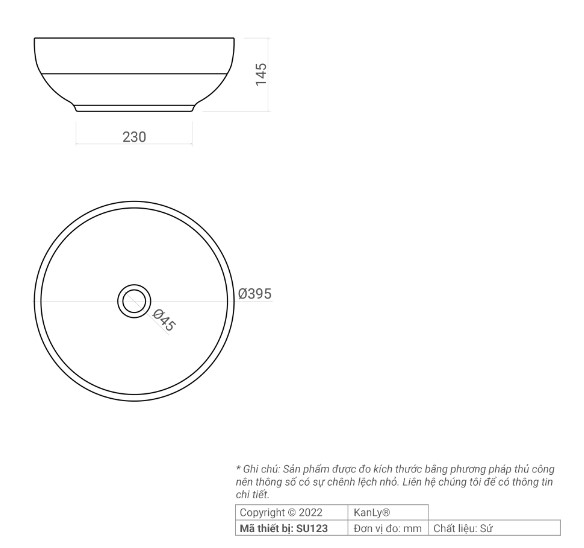 Chậu lavabo đặt bàn Kanly sứ hoa văn SU122
