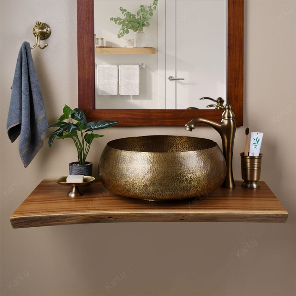 Chậu lavabo đặt bàn Kanly bằng đồng BL0111