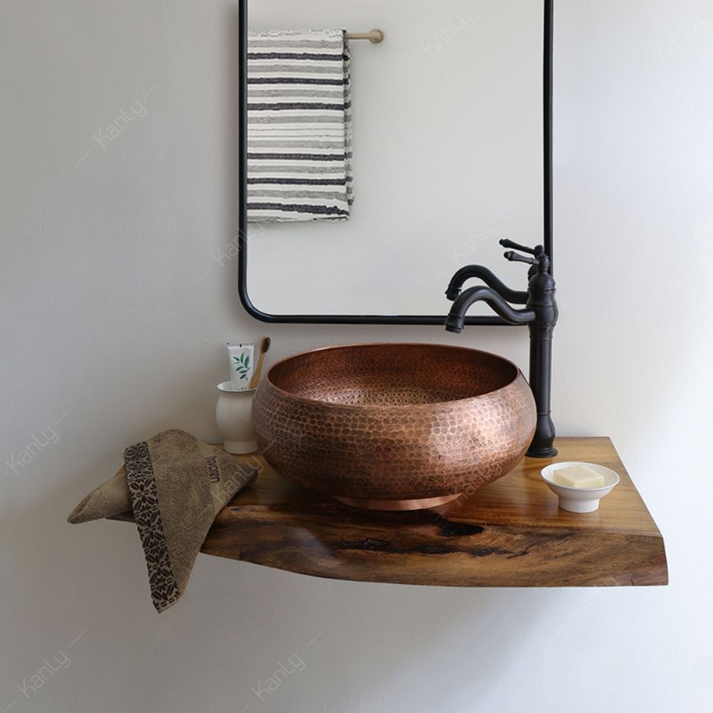 Chậu lavabo đặt bàn Kanly bằng đồng BL0122