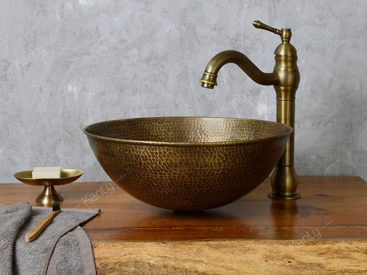 Chậu lavabo đặt bàn Kanly bằng đồng BL0211
