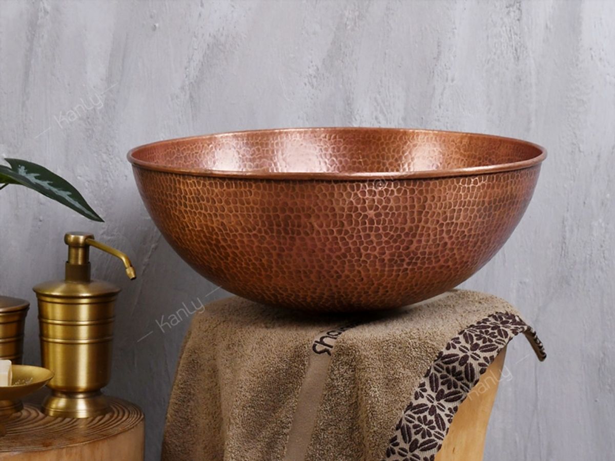 Chậu lavabo đặt bàn Kanly bằng đồng BL0222