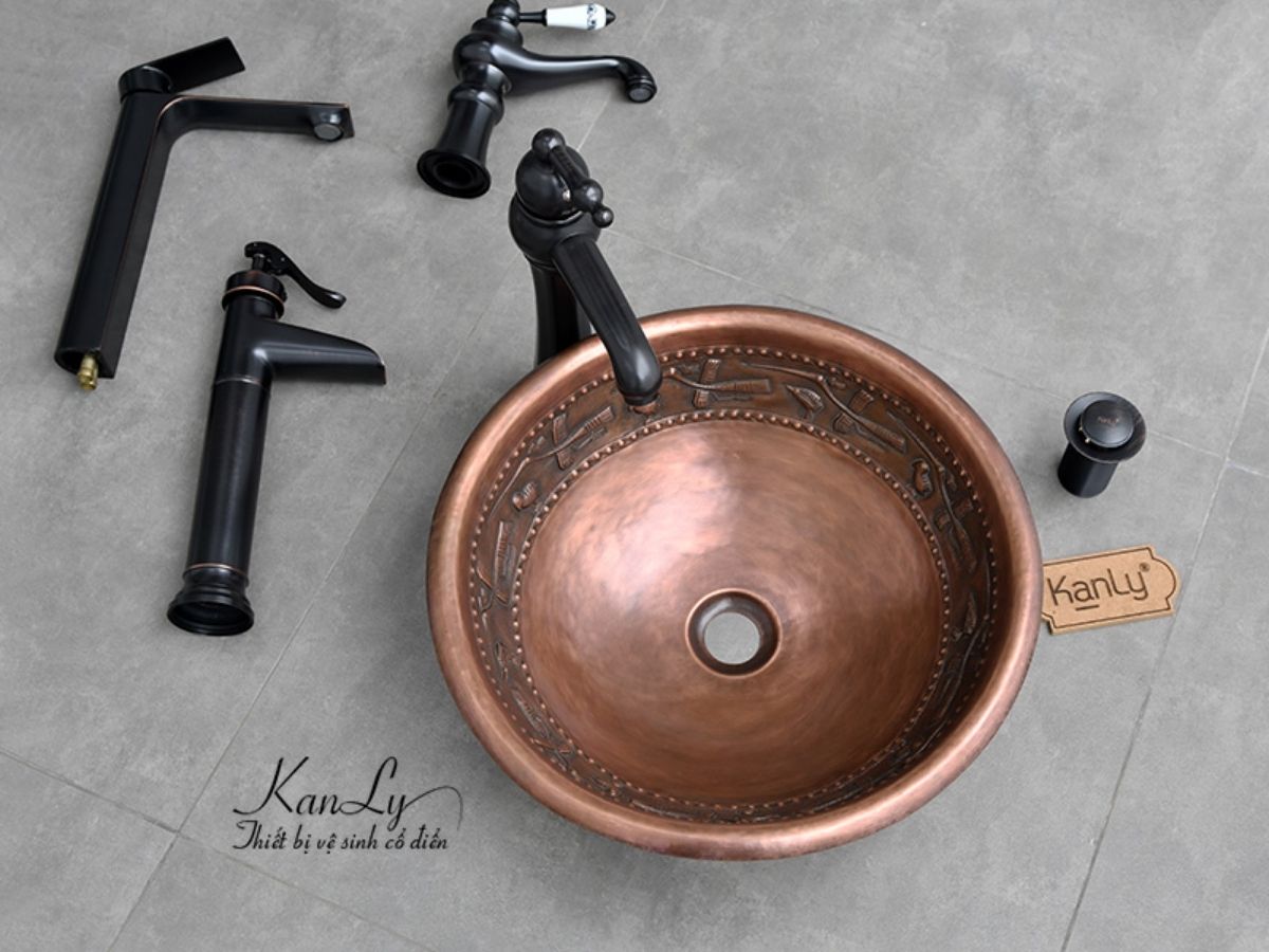 Chậu lavabo đặt bàn Kanly bằng đồng BL2622
