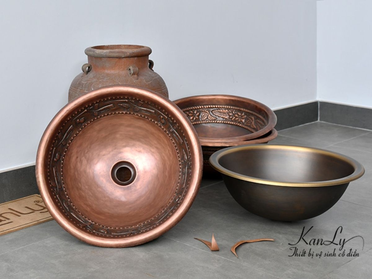 Chậu lavabo đặt bàn Kanly bằng đồng BL2622