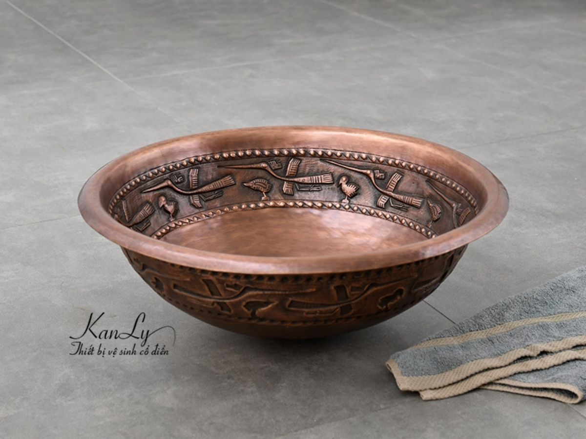 Chậu lavabo đặt bàn Kanly bằng đồng BL2622