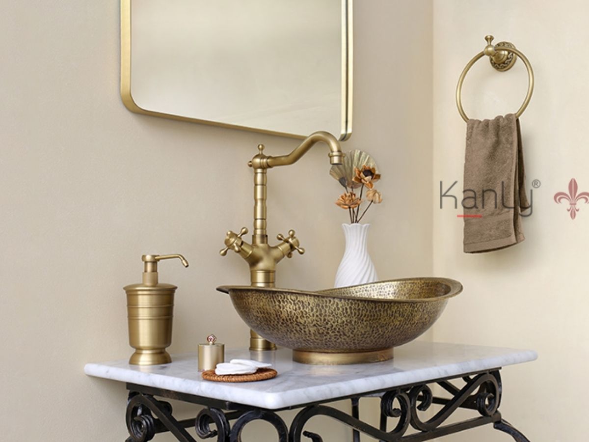 Chậu lavabo đặt bàn Kanly bằng đồng BL6011