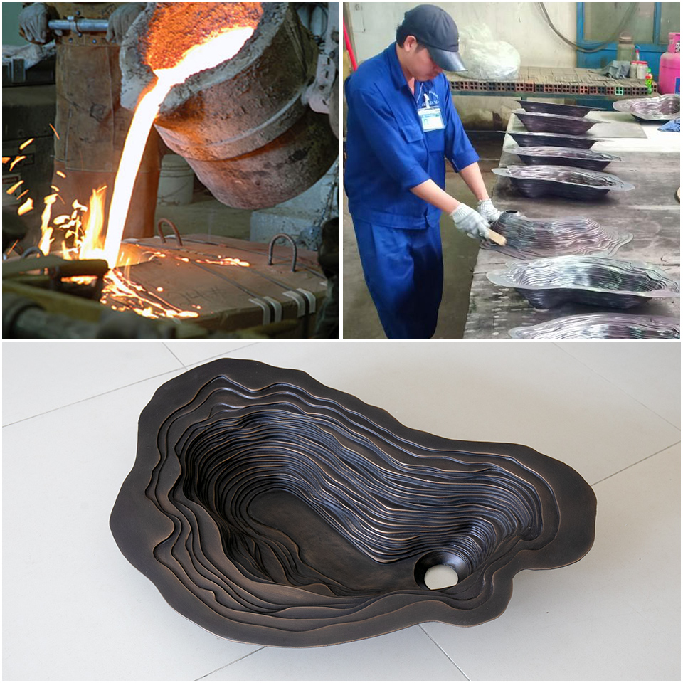 Chậu lavabo dương vành Kanly bằng đồng BS005