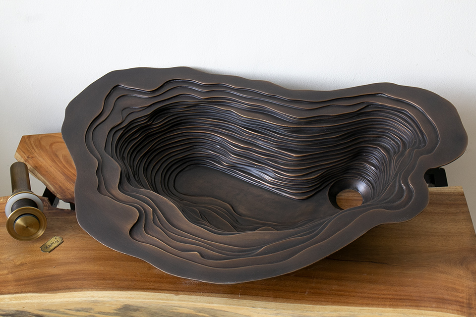 Chậu lavabo dương vành Kanly bằng đồng BS005