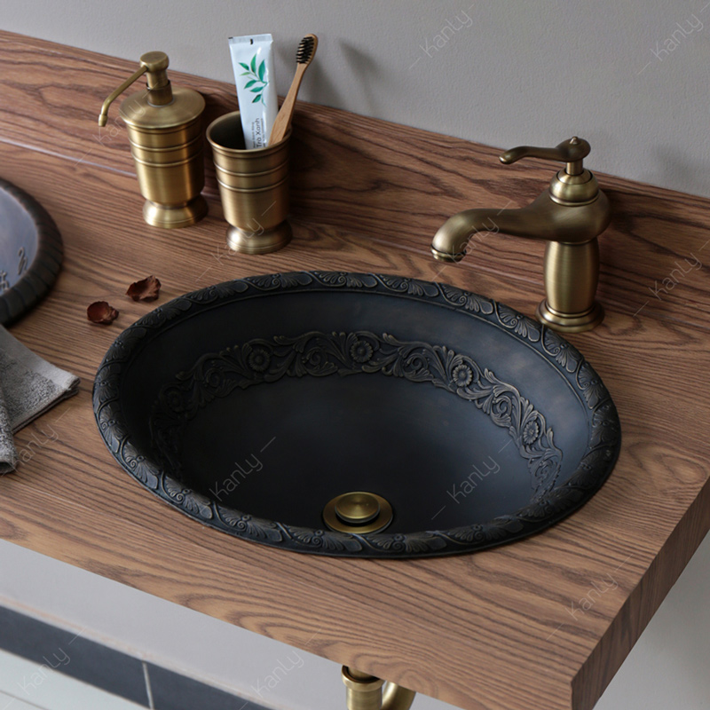 Chậu lavabo đặt bàn Kanly bằng đồng BS045