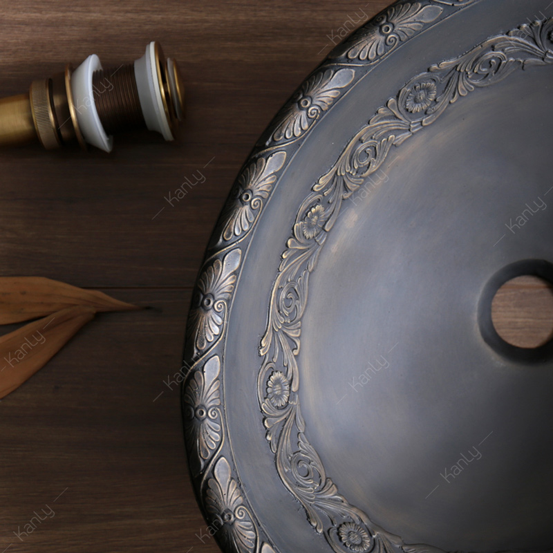 Chậu lavabo đặt bàn Kanly bằng đồng BS045