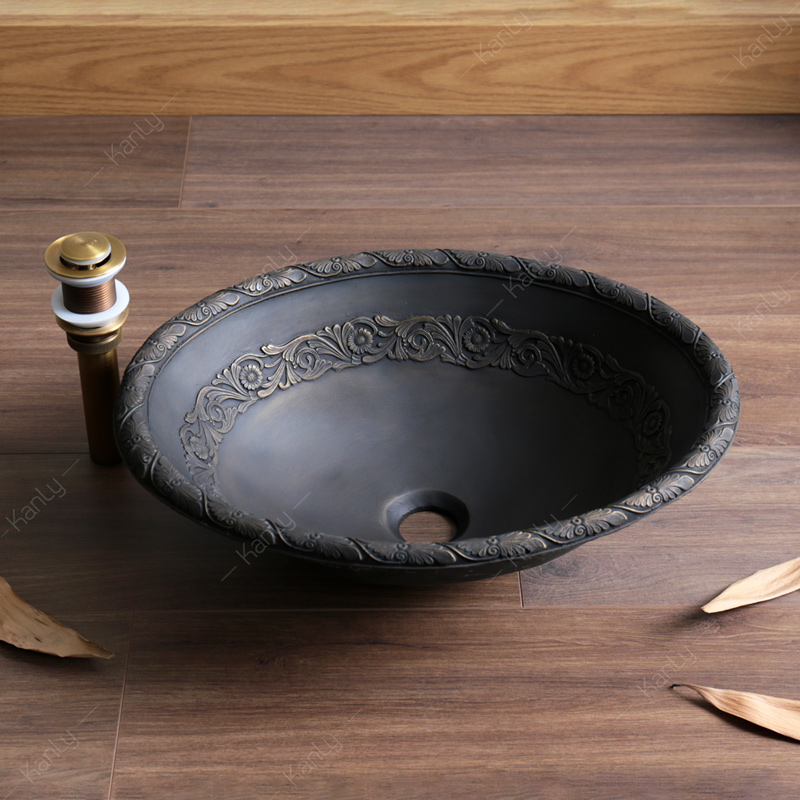 Chậu lavabo đặt bàn Kanly bằng đồng BS045