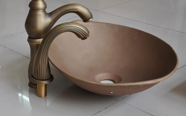 Chậu lavabo đặt bàn Kanly bằng đồng BS048