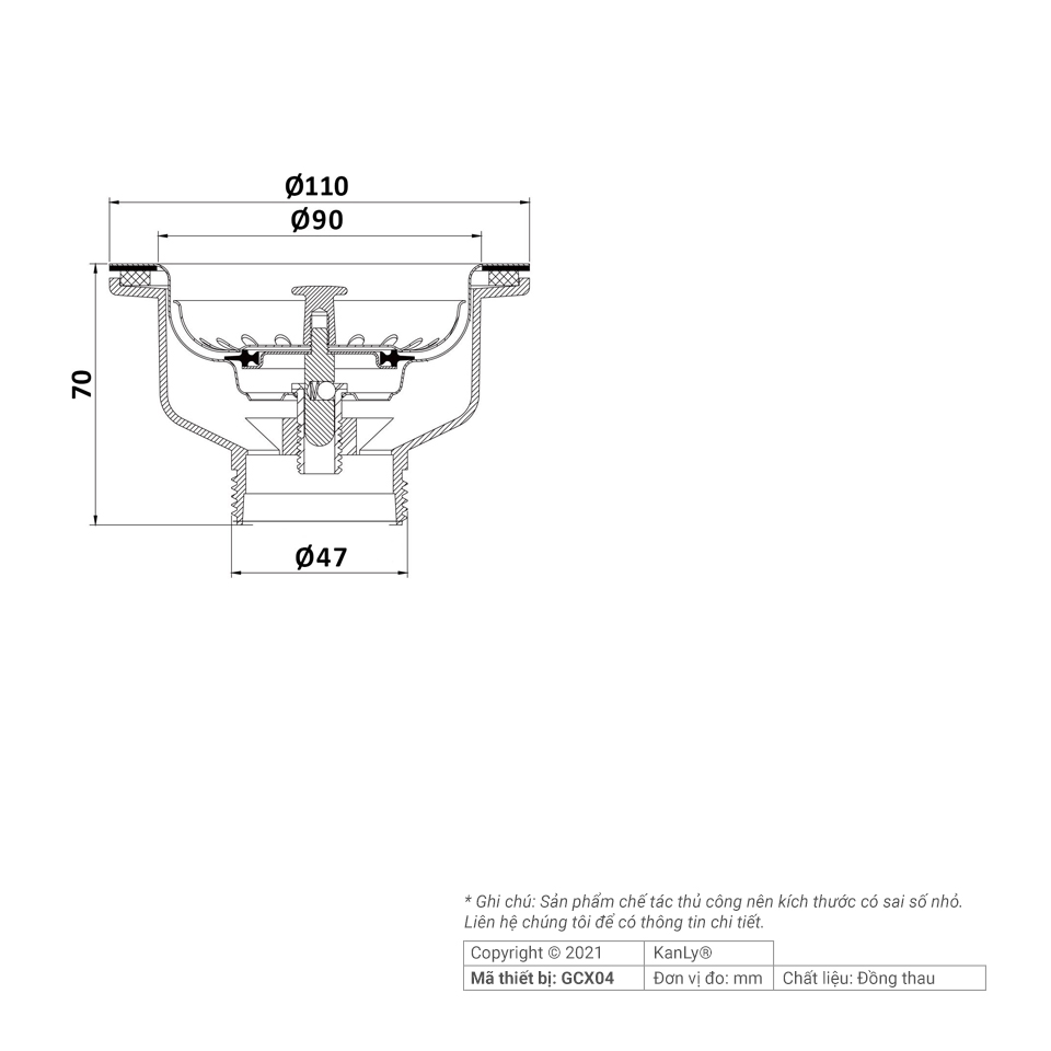 Đầu xả chậu lavabo Kanly GCX04