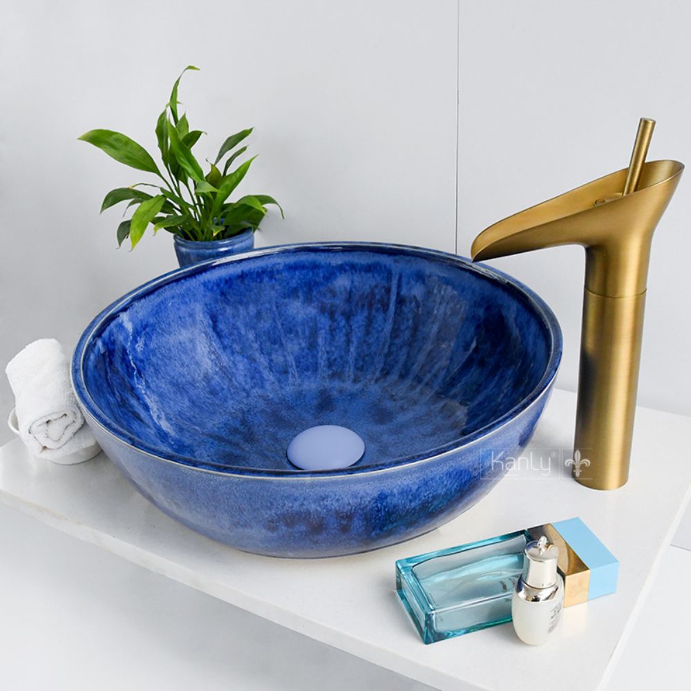 Chậu lavabo đặt bàn Kanly gốm mỹ thuật GV001