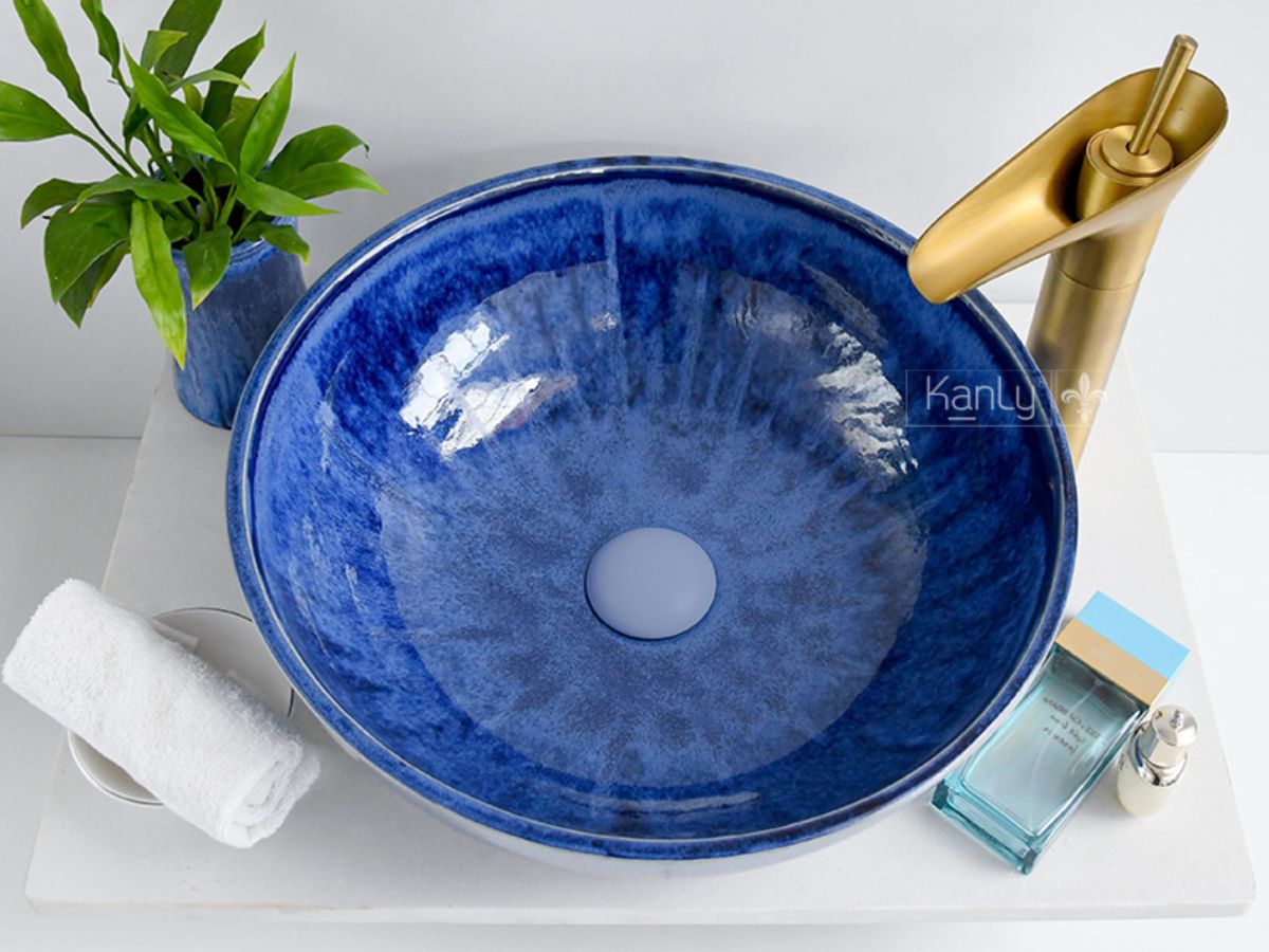 Chậu lavabo đặt bàn Kanly gốm mỹ thuật GV001
