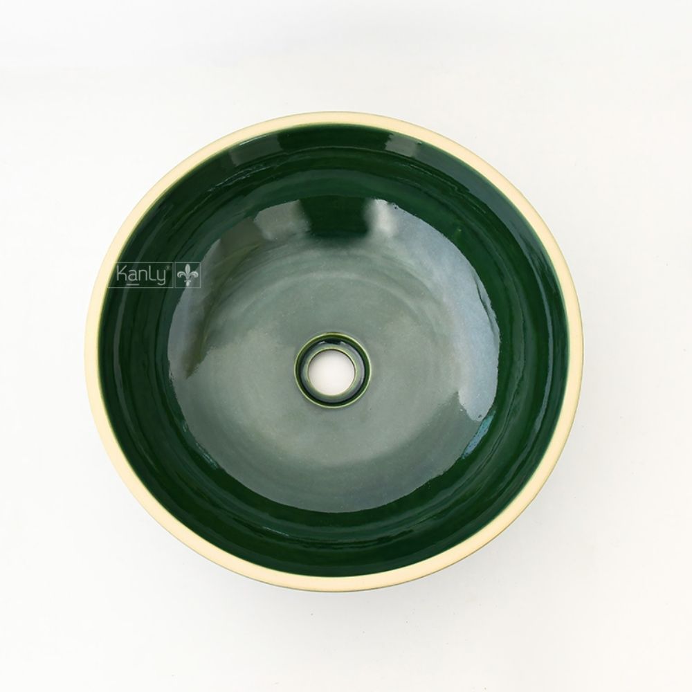 Chậu lavabo đặt bàn Kanly gốm men rạn GV004