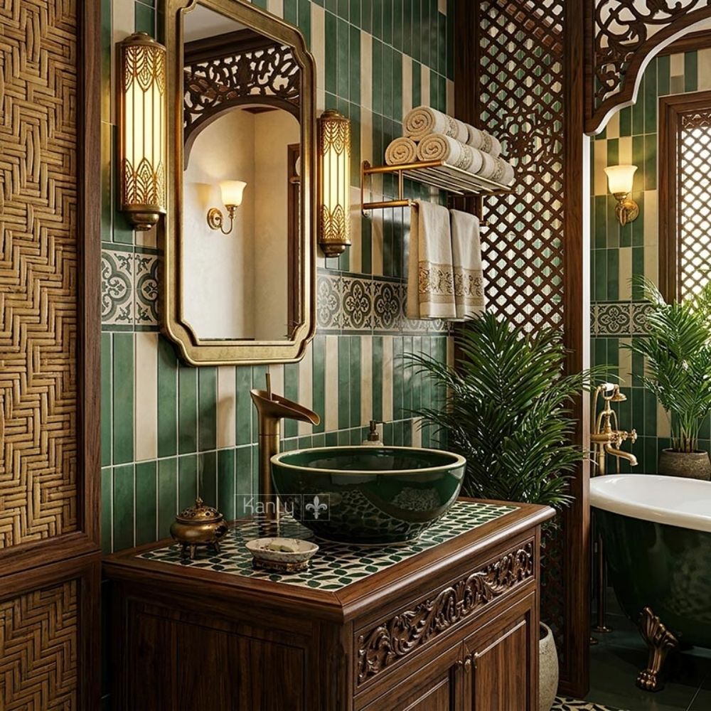 Chậu lavabo đặt bàn Kanly gốm men rạn GV004