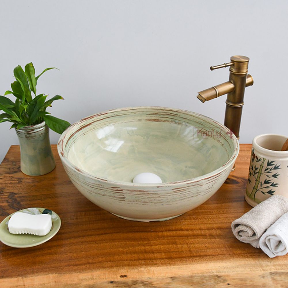 Chậu lavabo đặt bàn Kanly gốm mỹ thuật GV005