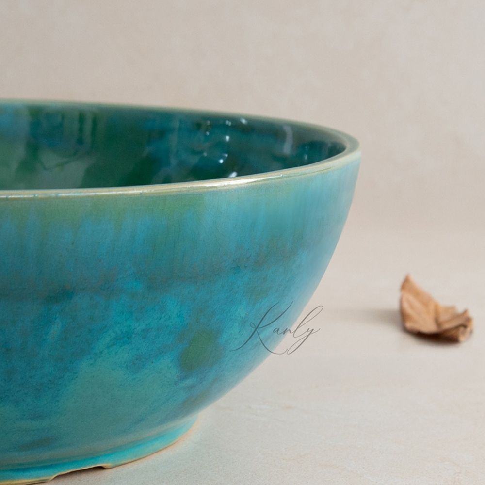 Chậu lavabo đặt bàn Kanly gốm họa tiết GV006