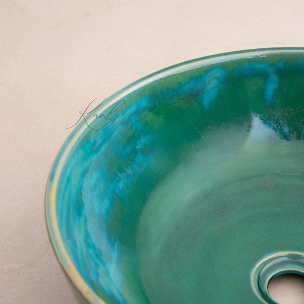 Chậu lavabo đặt bàn Kanly gốm họa tiết GV006