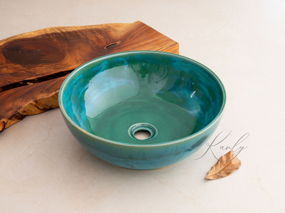 Chậu lavabo đặt bàn Kanly gốm họa tiết GV006