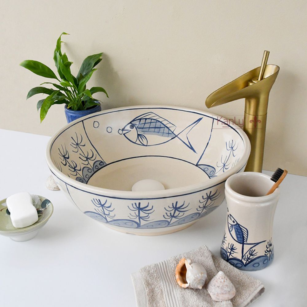 Chậu lavabo đặt bàn Kanly gốm mỹ thuật GV102