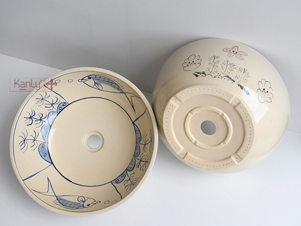 Chậu lavabo đặt bàn Kanly gốm mỹ thuật GV102