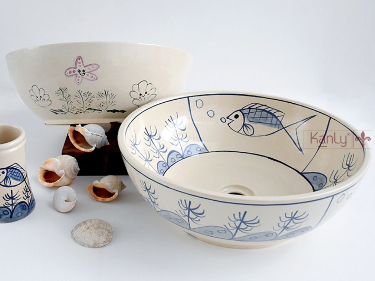 Chậu lavabo đặt bàn Kanly gốm mỹ thuật GV102