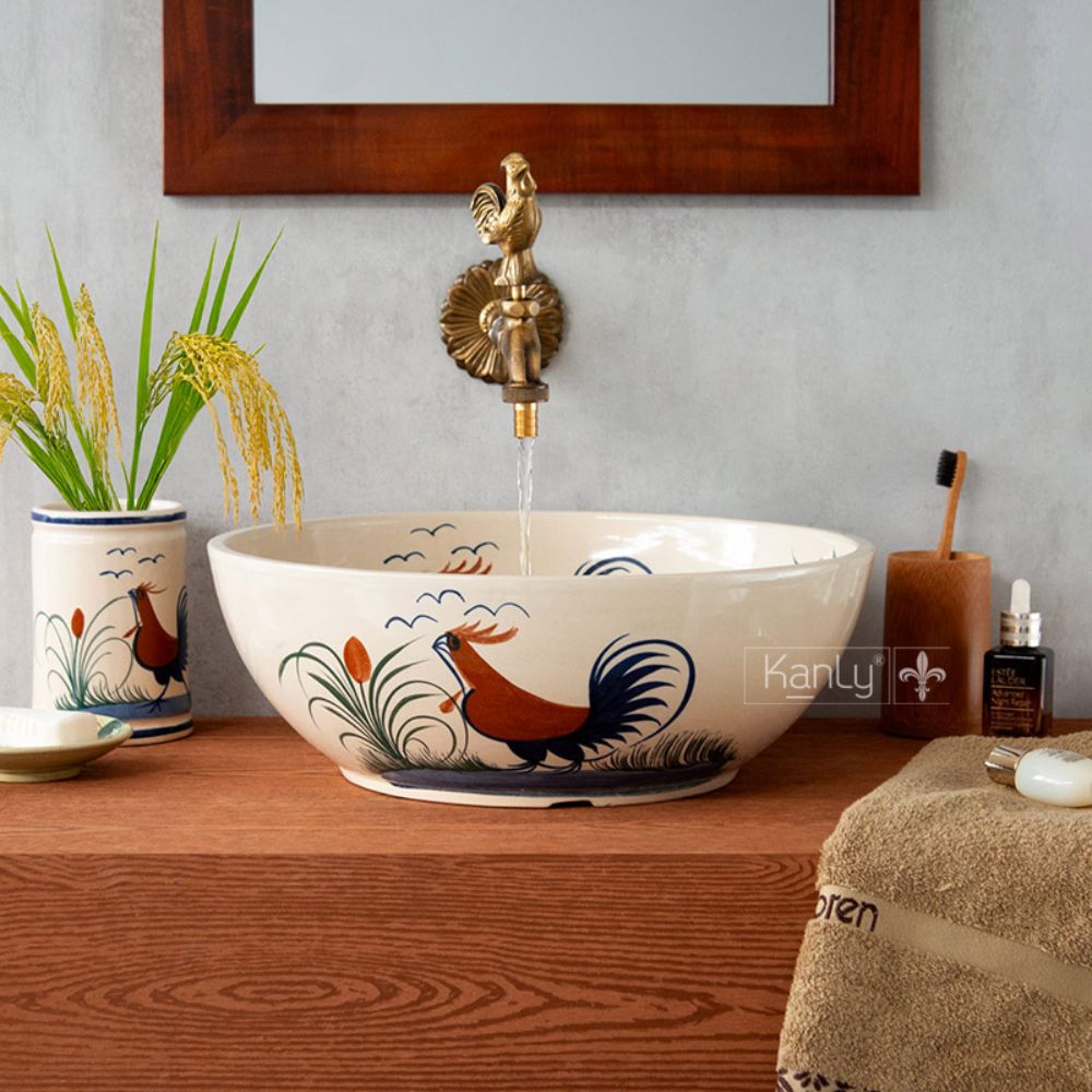 Chậu lavabo đặt bàn Kanly gốm mỹ thuật GV107