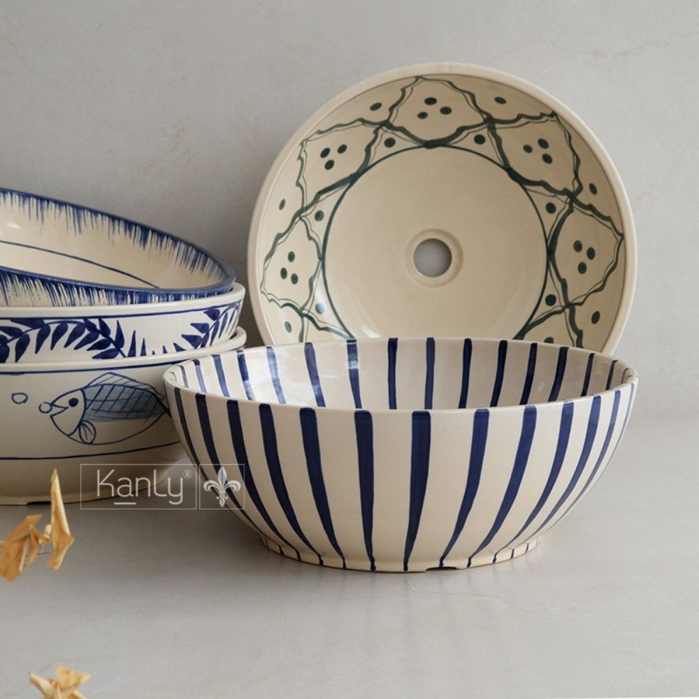 Chậu lavabo đặt bàn Kanly gốm mỹ thuật GV114