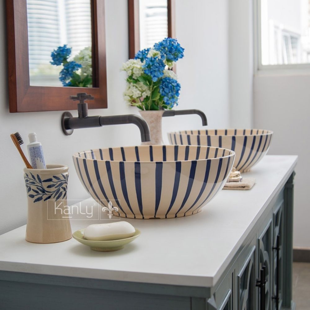 Chậu lavabo đặt bàn Kanly gốm mỹ thuật GV114